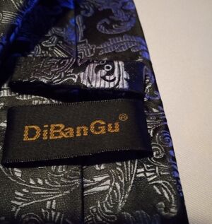 Mens Neck Tie DiBanGu Black Paisley Silk
